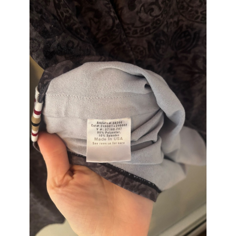 Athleta Womens Small Gray Paisley‎ Scroll 1/4 Zip Pullover Top Made in USA - Picture 6 of 7